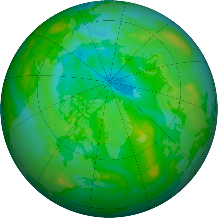 Arctic ozone map for 21 August 1991